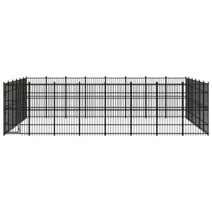 The Living Store Hondenkennel - Stalen Kennel - 768x576x200 cm - Met deur - Zwart