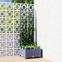 VidaXL Plantenbak met latwerk 40x40x121,5 cm polypropeen blauwgrijs