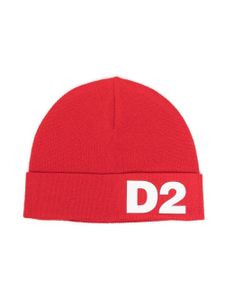 DSQUARED2 KIDS bonnet en maille à logo imprimé - Rouge