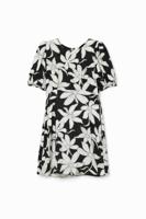 Korte jurk met bloemen - BLACK - M