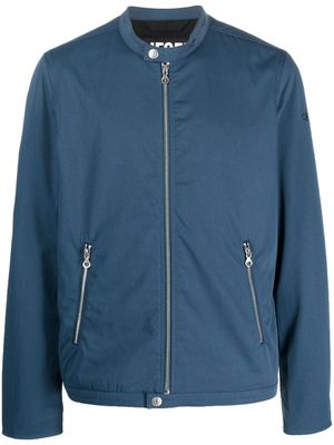 Diesel veste de moto en coton à fermeture zippée décalée - Bleu