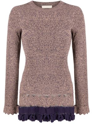Ulla Johnson pull nervuré à volants - Multicolore