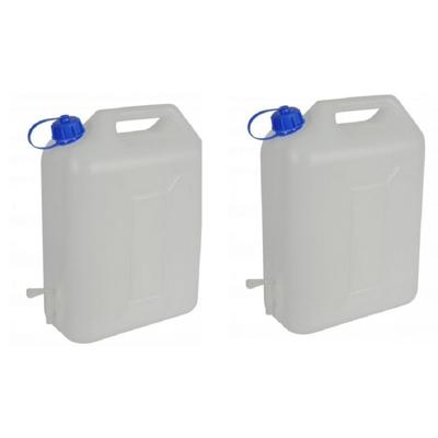Water Jerrycan met kraantje - 2x - 10 liter - waterjerrycans / watertank - kunststof Water Jerrycan met kraantje - 2x - 10 liter - waterjerrycans / watertank - kunststof