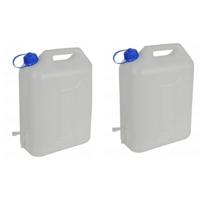 Water Jerrycan met kraantje - 2x - 10 liter - waterjerrycans / watertank - kunststof
