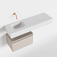 Toiletmeubel Mondiaz Andor | 100 cm | Meubelkleur Linen | Lex vrijhangend wastafel Talc Links | Zonder kraangat