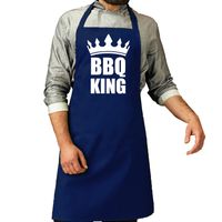 BBQ King barbeque schort / keukenschort kobalt blauw voor heren - thumbnail