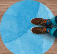 Abstract blauw minimalistisch ontwerp vinyl tapijt rond