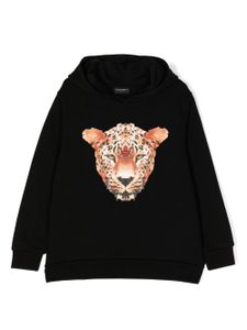 Marcelo Burlon County Of Milan Kids sweat en coton mélangé à imprimé léopard - Noir