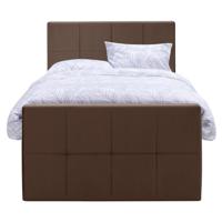 Leen Bakker - Boxspring Met Voetbord Liv Geblokt - 120x200 Cm - Vierkante Poot - Stof/Velvet - Bruin