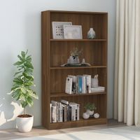 Boekenkast met 4 schappen 80x24x142 cm hout bruin eikenkleurig