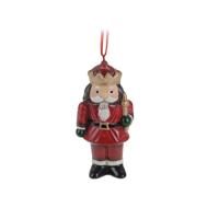 Kersthanger notenkraker - rood - 8 cm - keramiek - kerstornament - kerstboomversiering