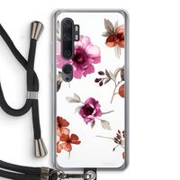 Geschilderde bloemen: Xiaomi Mi Note 10 Pro Transparant Hoesje met koord