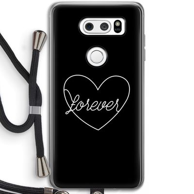 Forever heart black: LG V30 Transparant Hoesje met koord