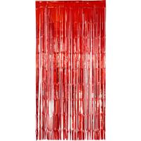 Folie deurgordijn versiering - rood - 200 x 100 cm - Feestartikelen - Brandvertragend