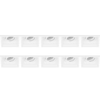 Vierkante Inbouwspot GU10 - Kantelbaar Wit Aluminium - 10 Pack - 105mm