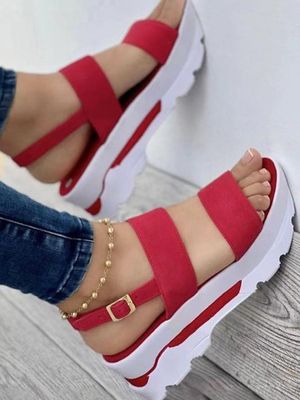 Eenvoudig Vlak Kleur Casual Platform Sport Sandalen Eenvoudig Vlak Kleur Casual Platform Sport Sandalen