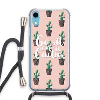Cactus quote: iPhone XR Transparant Hoesje met koord