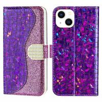 Croco Bling Series iPhone 14 Plus Portemonnee Hoesje - Paars