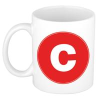 Koffie mok met de letter C - beker - rood - eerste letter van een voornaam - wit - 300 ml