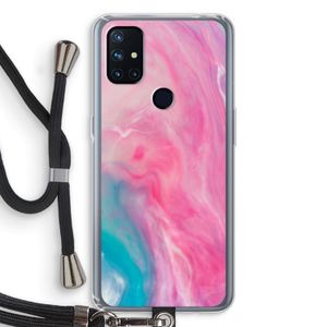 Roze explosie: OnePlus Nord N10 5G Transparant Hoesje met koord