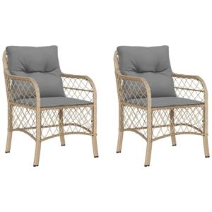 vidaXL Tuinstoelen 2 st met kussens poly rattan gemengd beige