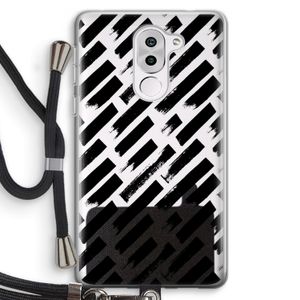 Zwarte vegen: Honor 6X Transparant Hoesje met koord