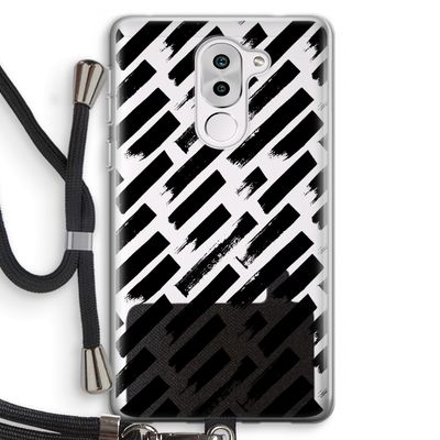 Zwarte vegen: Honor 6X Transparant Hoesje met koord