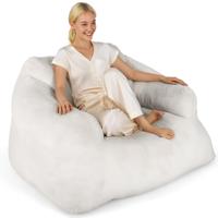 Zitzak Stoel Vloerstol met Fluwelen Bekleding en Antislip Bodem Gepolsterde Vloersofa voor de Woonkamer 124 x 110 x 68 cm Beige