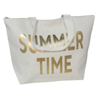 Gerimport strandtas - linnenlook - goud - linnen handvat - 15 x 50 x 35 cm