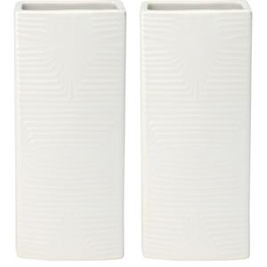 Waterverdamper radiator - 2x - ivoor wit - met relief - kunststeen - 18 cm - luchtbevochtiger