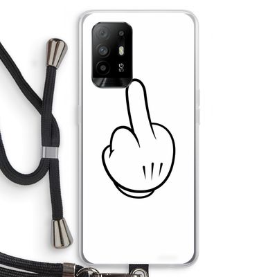 Middle finger white: Oppo A95 5G Transparant Hoesje met koord