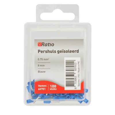 Adereindhulzen geisoleerd 0.75mm 14.0/8.0 mm blauw 100 stuks in doosje