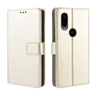 Retro Crazy Horse textuur horizontale Flip lederen draagtas voor Motorola MOTO One Vision met houder & kaartsleuven & fotolijstjes (goud)