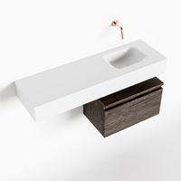 Toiletmeubel Mondiaz Andor | 100 cm | Meubelkleur Dark brown | Lex vrijhangend wastafel Talc Rechts | Zonder kraangat Toiletmeubel Mondiaz Andor | 100 cm | Meubelkleur Dark brown | Lex vrijhangend wastafel Talc Rechts | Zonder kraangat