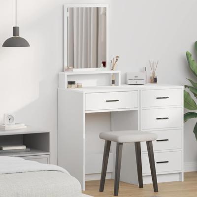 Kaptafel met lade met plank Wit 50 x 41 x 140 cm Bewerkt hout