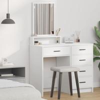 Kaptafel met lade met plank Wit 50 x 41 x 140 cm Bewerkt hout