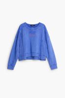 Gewassen effect sweatshirt - BLUE - L