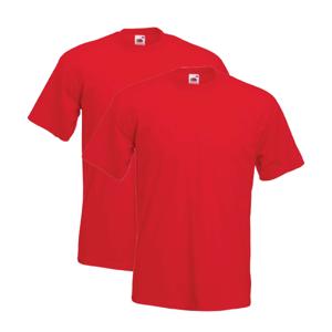 Fruit of the Loom Basics t- 2x -shirt voor heren - rood - 100% katoen - Regular fit, maat: XL (42/54