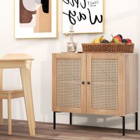 Keukenkast met 2 Planken 2-Deurs Dressoir Verstelbare Plank Metalen Poten Boheemse Opslageenheid voor Eetkamer Bijkeuken 80 x 40 x 80 cm