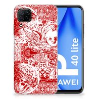 Silicone Back Case Huawei P40 Lite Angel Skull Rood - thumbnail