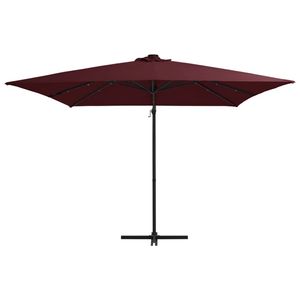 The Living Store Hangende Parasol - LED Verlichting - UV-beschermend - 250x250x247cm - Bordeauxrood