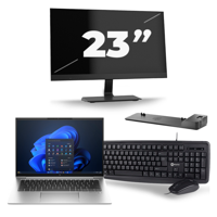 HP EliteBook 840 G9 - Intel Core i5-12e Generatie - 14 inch - 8GB RAM - 256GB SSD - Windows 11 + 1x 23 inch Monitor
