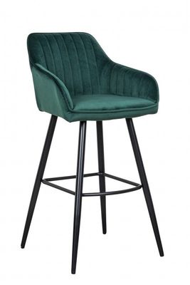 Elegante barkruk TURIJN smaragdgroen fluweel met decoratieve gewatteerde barstoel met armleuning - 40436