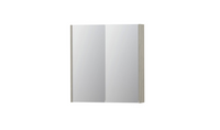 INK SPK2 spiegelkast met 2 dubbelzijdige spiegeldeuren, 2 verstelbare glazen planchetten, stopcontact en schakelaar 70 x 14 x 73 cm, krijt wit