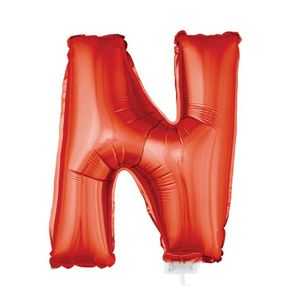 Rode opblaas letter ballon N op stokje 41 cm   -