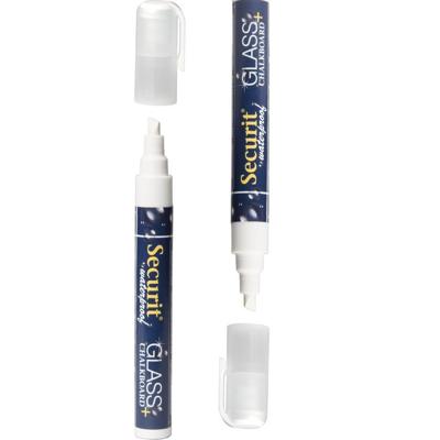 Securit Krijtstift - 2x stuks - wit - platte punt - 2-6 mm - krijt - voor glas en krijtbord