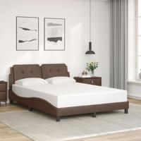 Bedframe met hoofdbord kunstleer bruin 140x190 cm