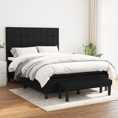 Boxspring met matras stof zwart 140x190 cm