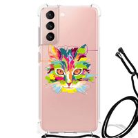 Samsung Galaxy S21 FE Stevig Bumper Hoesje Cat Color - thumbnail