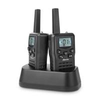 Alecto FR200BK - Set van 2 oplaadbare walkie talkies met bereik tot 10 kilometer en VOX handsfree functie - Oplaadbaar via laadstation en USB-C - Zwar